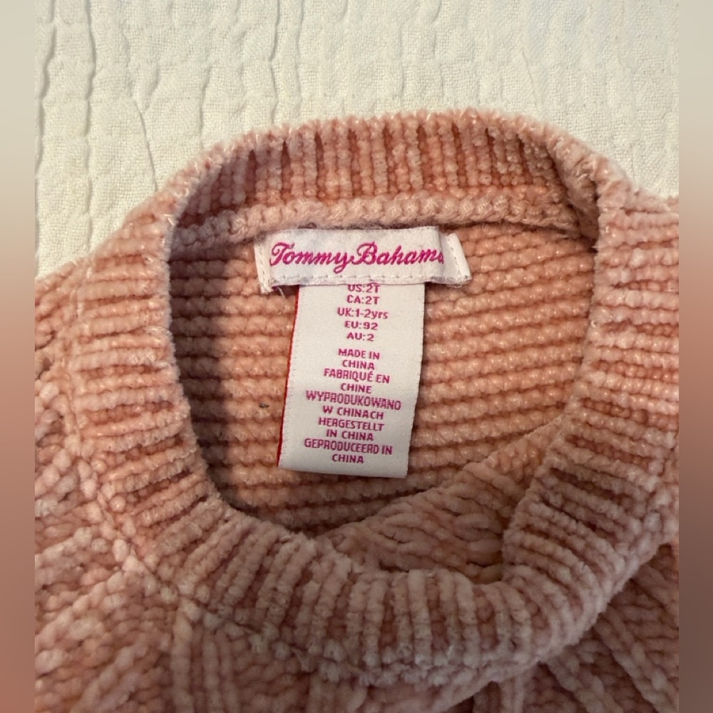 Tommy Bahama Rose/Dusty Pink Cable Knit Sweater size 2T - Picture 4 of 5